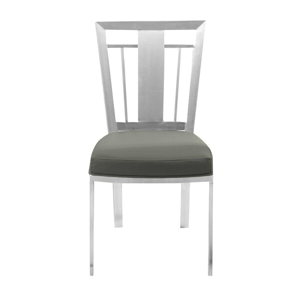 Armen Living Cleo Contemporary Dining Chair In Gray and Stainless Steel - Set of 2 - LCCLCHGRB201
