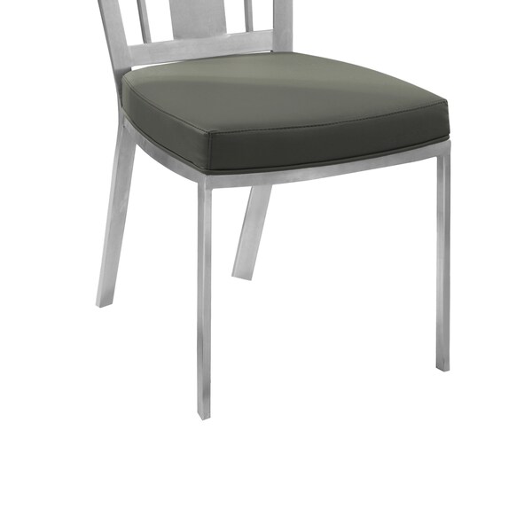 Armen Living Cleo Contemporary Dining Chair In Gray and Stainless Steel - Set of 2 - LCCLCHGRB201