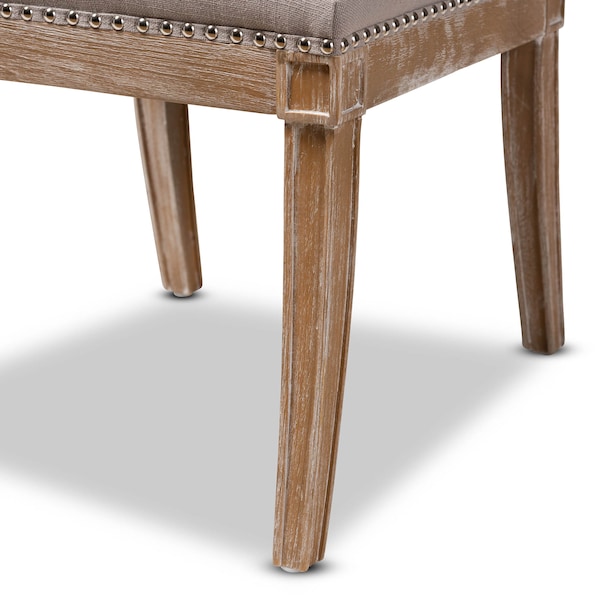 Baxton Studio Charmant Beige Upholstered Weathered Oak Finished Wood Dining Chair - 147-8331