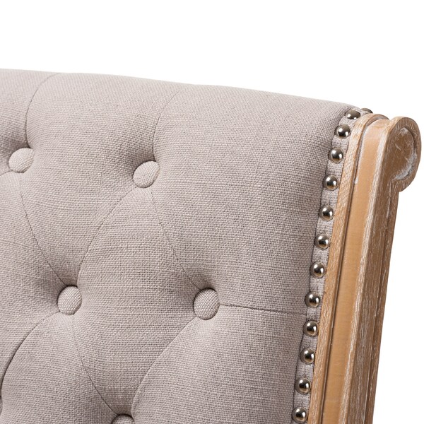 Baxton Studio Charmant Beige Upholstered Weathered Oak Finished Wood Dining Chair - 147-8331