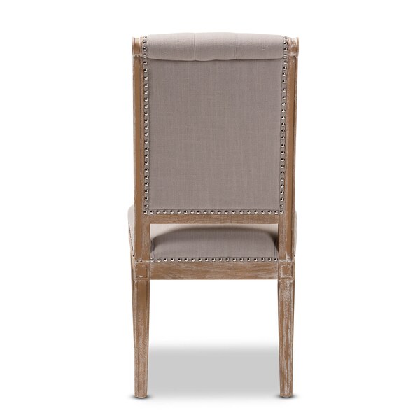 Baxton Studio Charmant Beige Upholstered Weathered Oak Finished Wood Dining Chair - 147-8331