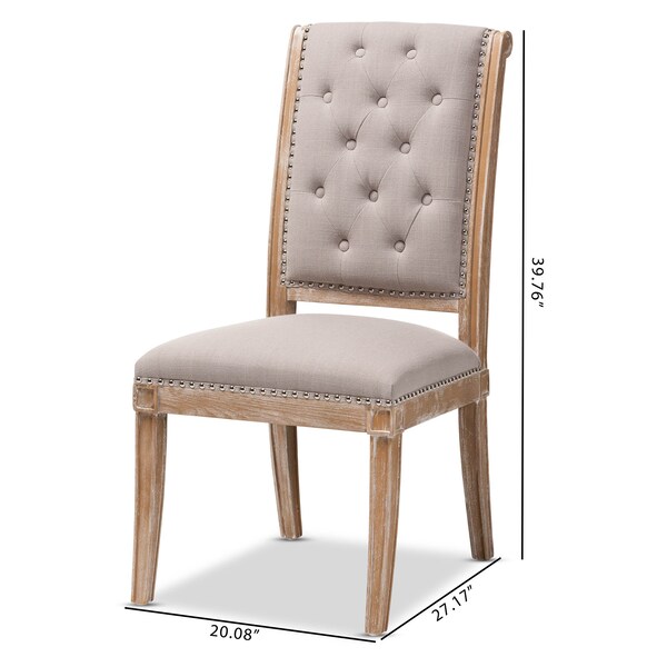 Baxton Studio Charmant Beige Upholstered Weathered Oak Finished Wood Dining Chair - 147-8331
