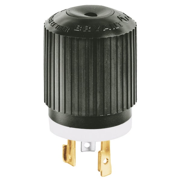 Bryant Locking Device, Male Plug, 30A 28V DC, 2-Pole 3-Wire Grounding, FSL1P, Screw Terminal, Blk and Wht - FSL1NP