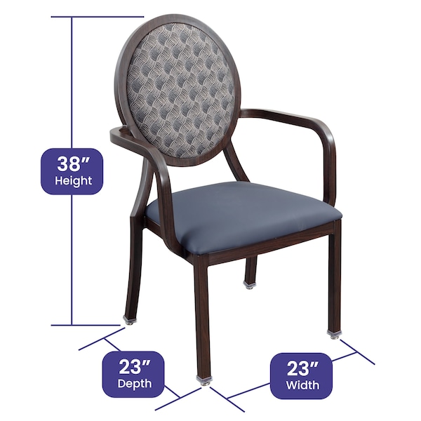 Medacure Rounded Navy Stain-Resistant Dining Room Chair for Seniors & Homecare - MC-DCA250B