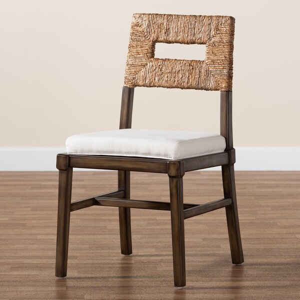 Baxton Studio Porsha Modern Bohemian Dark Brown Finished Mahogany Wood and Natural Rattan Dining Chair - 225-13103-ZORO