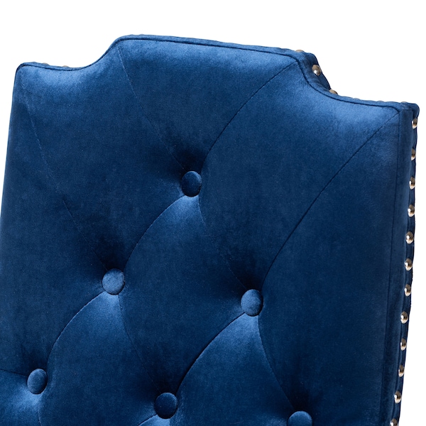 Baxton Studio Dylin Blue Velvet Upholstered Button Tufted Wood Dining Chair, PK2 - 155-9300