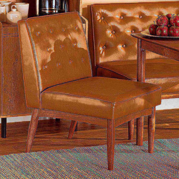 Baxton Studio Riordan Mid-Century Modern Tan Faux Leather and Walnut Brown Finished Wood Dining Chair - 186-11362-ZORO