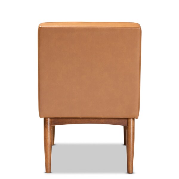 Baxton Studio Riordan Mid-Century Modern Tan Faux Leather and Walnut Brown Finished Wood Dining Chair - 186-11362-ZORO