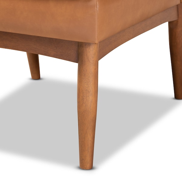 Baxton Studio Riordan Mid-Century Modern Tan Faux Leather and Walnut Brown Finished Wood Dining Chair - 186-11362-ZORO