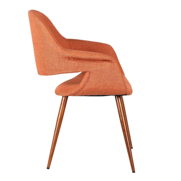 Armen Living Phoebe Mid-Century Dining Chair in Walnut Finish and Orange Fabric - LCPHSIWAOR