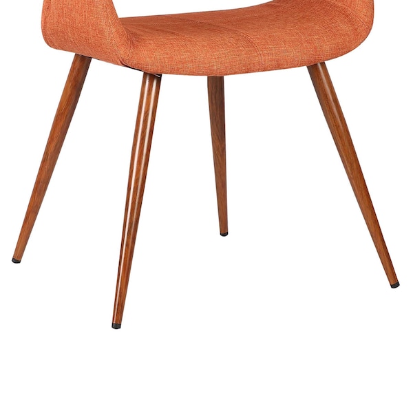 Armen Living Phoebe Mid-Century Dining Chair in Walnut Finish and Orange Fabric - LCPHSIWAOR