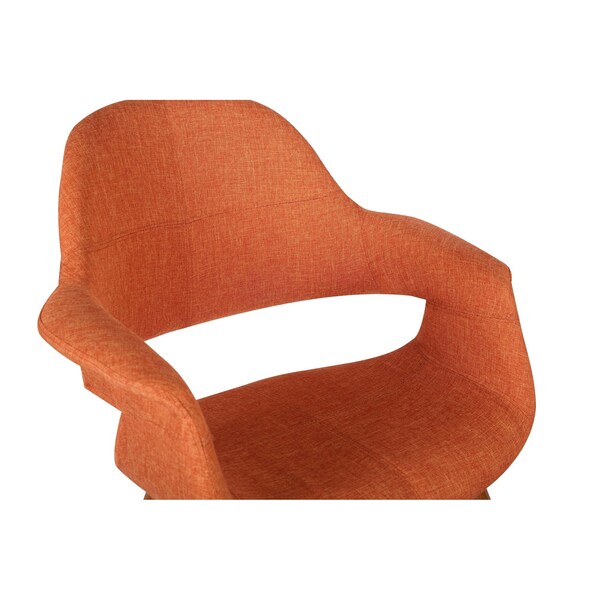 Armen Living Phoebe Mid-Century Dining Chair in Walnut Finish and Orange Fabric - LCPHSIWAOR