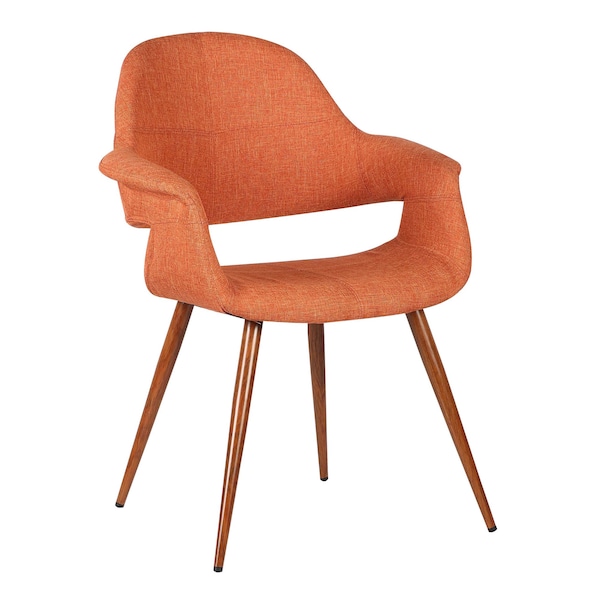 Armen Living Phoebe Mid-Century Dining Chair in Walnut Finish and Orange Fabric - LCPHSIWAOR