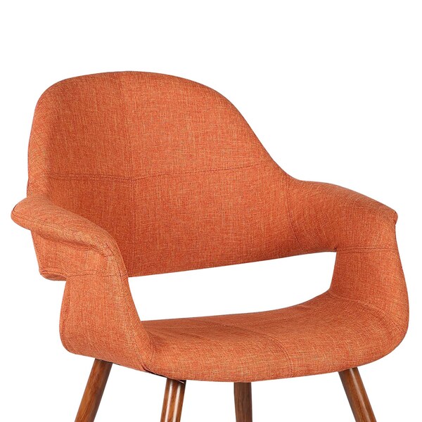 Armen Living Phoebe Mid-Century Dining Chair in Walnut Finish and Orange Fabric - LCPHSIWAOR