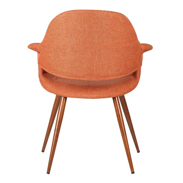 Armen Living Phoebe Mid-Century Dining Chair in Walnut Finish and Orange Fabric - LCPHSIWAOR