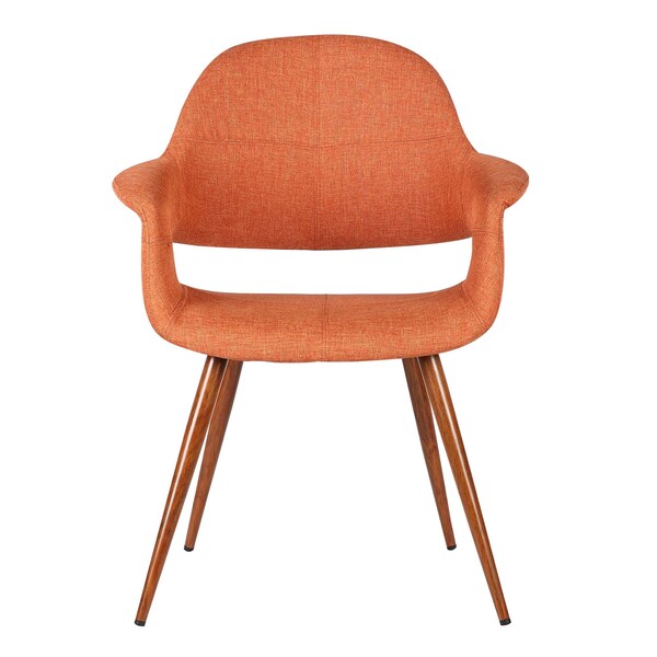 Armen Living Phoebe Mid-Century Dining Chair in Walnut Finish and Orange Fabric - LCPHSIWAOR