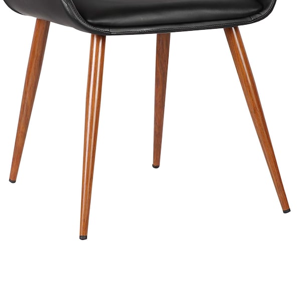 Armen Living Panda Mid-Century Dining Chair in Walnut Finish and Black Faux Leather - LCPNSIWABL
