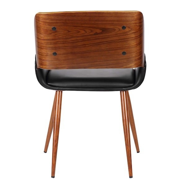 Armen Living Panda Mid-Century Dining Chair in Walnut Finish and Black Faux Leather - LCPNSIWABL