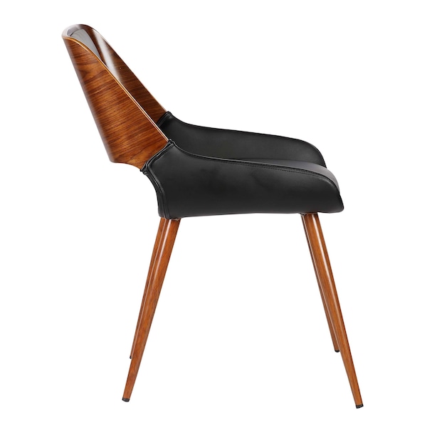 Armen Living Panda Mid-Century Dining Chair in Walnut Finish and Black Faux Leather - LCPNSIWABL