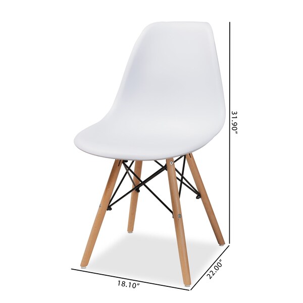 Baxton Studio Jaspen Modern White Plastic and Oak Brown Finished Wood Dining Chair Set (4PC) - 192-4PC-12019-ZORO