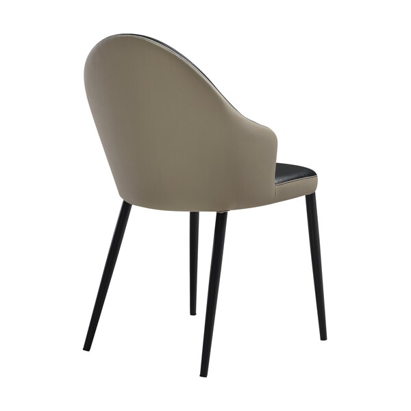 Armen Living Rocco Upholstered Dining Chair in Taupe Gray and Black Faux Leather w Black Metal Legs - Set of 2 - LCROSITAGRYBLK