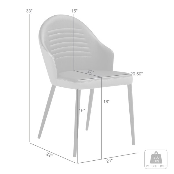 Armen Living Rocco Upholstered Dining Chair in Taupe Gray and Black Faux Leather w Black Metal Legs - Set of 2 - LCROSITAGRYBLK