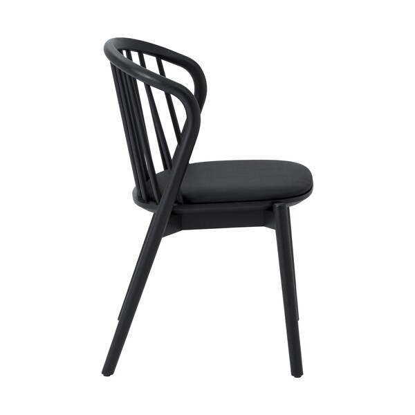 Armen Living Echo Black Oak Wood and Faux Leather Dining Chairs - Set of 2 - LCECSIBLK
