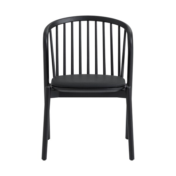Armen Living Echo Black Oak Wood and Faux Leather Dining Chairs - Set of 2 - LCECSIBLK