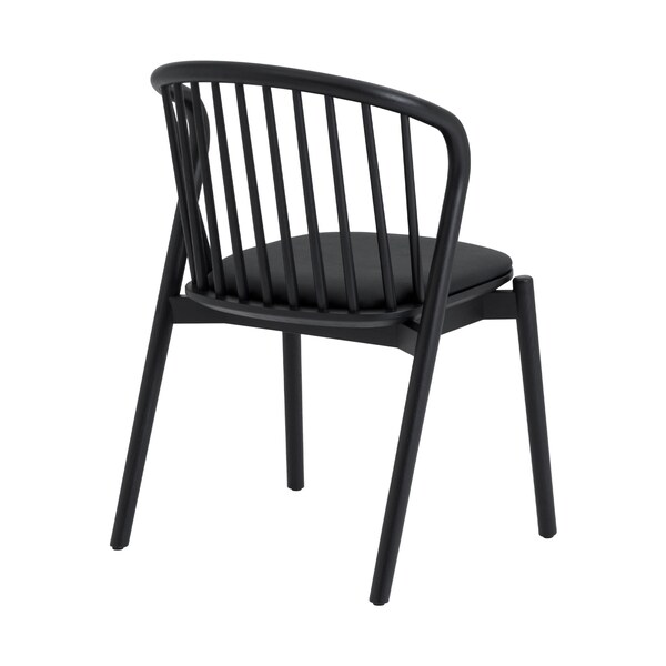 Armen Living Echo Black Oak Wood and Faux Leather Dining Chairs - Set of 2 - LCECSIBLK