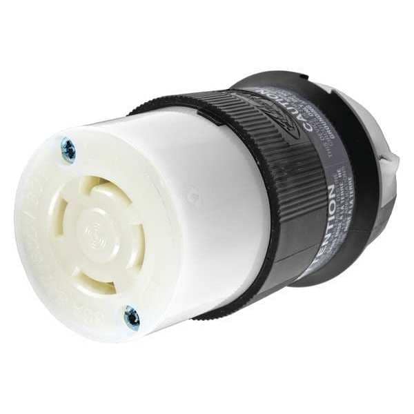 Hubbell 30A Twist-Lock Connector 4P 4W 347/600VAC L20-30R BK/WT - HBL2773