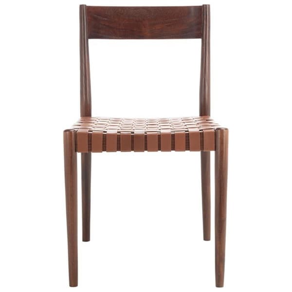 Safavieh Eluned Leather Dining Chair, Cognac & Brown, 2PK - DCH1201A-SET2
