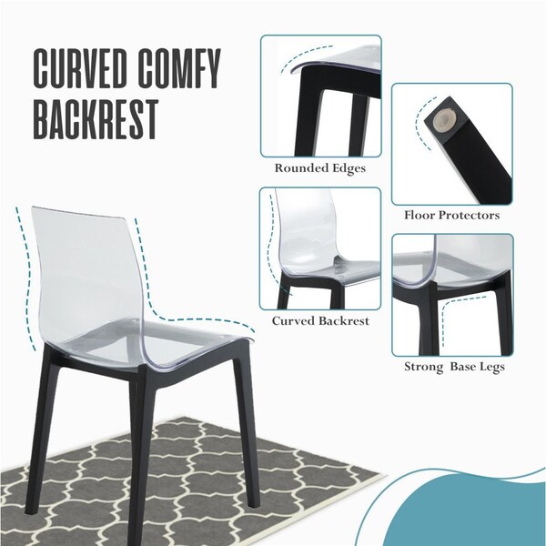 Leisuremod Marsden Modern Dining Side Chair with Beech Wood Legs, Black, 2PK - MCBL-16CL2