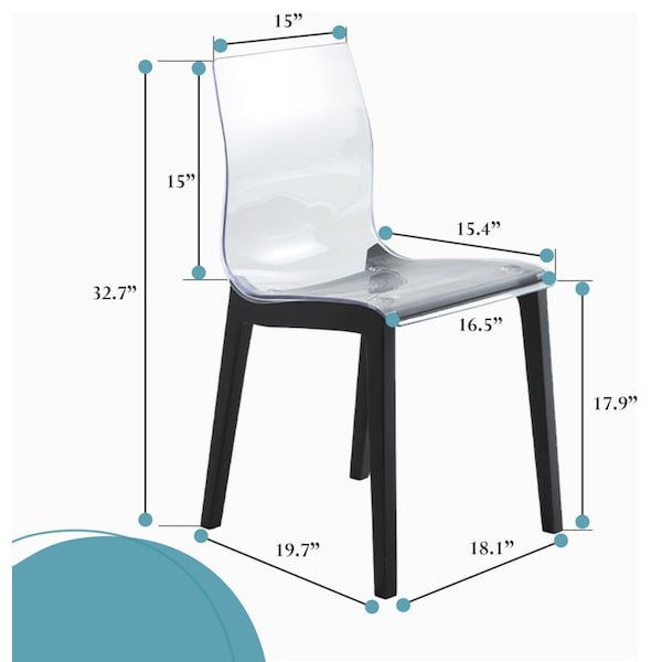 Leisuremod Marsden Modern Dining Side Chair with Beech Wood Legs, Black, 2PK - MCBL-16CL2