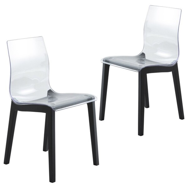 Leisuremod Marsden Modern Dining Side Chair with Beech Wood Legs, Black, 2PK - MCBL-16CL2