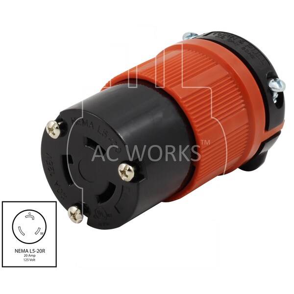 Ac Works NEMA L5-20R 20A 125V 3-Prong Locking Female Connector with UL, C-UL Approval - ASL520R