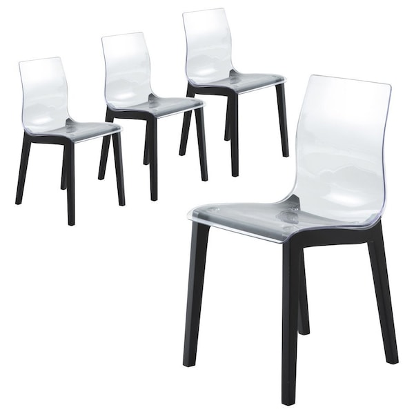 Leisuremod Marsden Modern Dining Side Chair with Beech Wood Legs, Black, 4PK - MCBL-16CL4