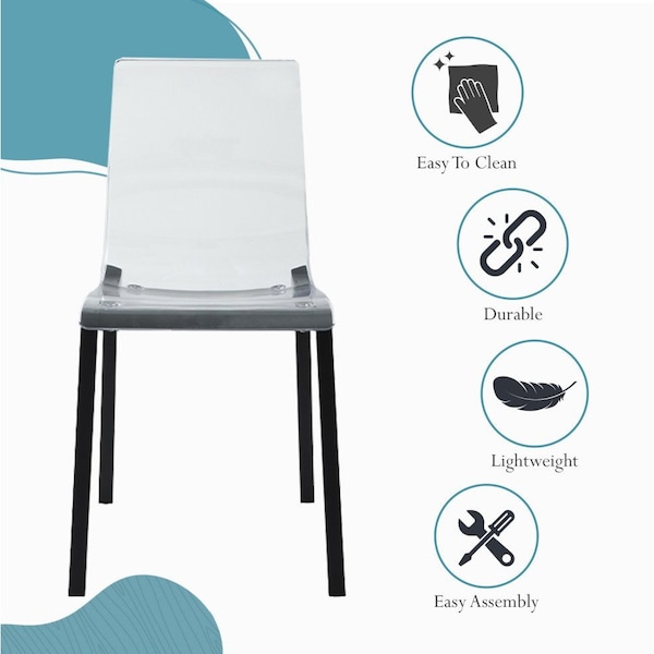Leisuremod Marsden Modern Dining Side Chair with Beech Wood Legs, Black, 4PK - MCBL-16CL4
