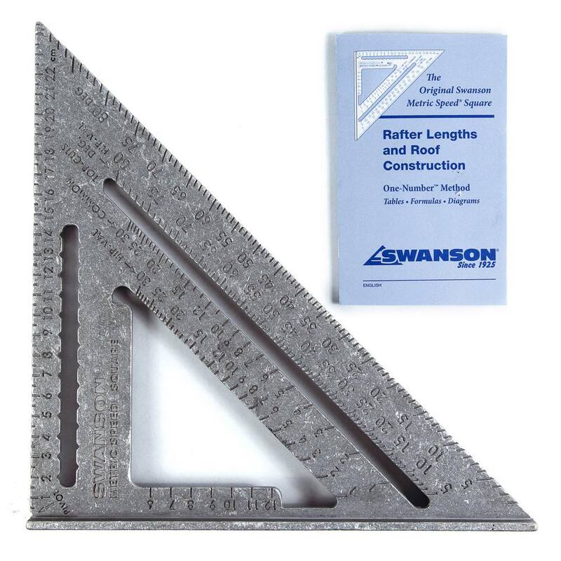 Swanson 25 cm Metric Speed Square, Rafter / Carpenter Square Layout Tool with Plain Markings and Blue Book - NA202