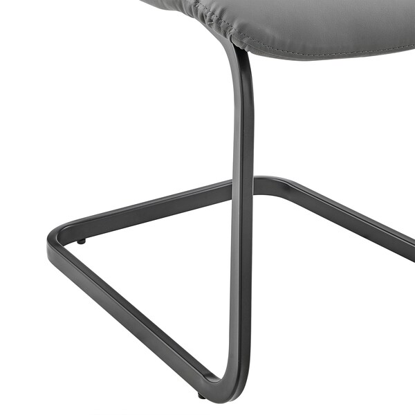 Armen Living Pacific Dining Room Chair in Gray Faux Leather and Black Finish - Set of 2 - LCPCSIGRPU