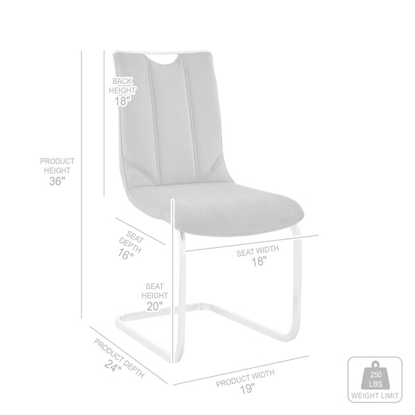 Armen Living Pacific Dining Room Chair in Gray Faux Leather and Black Finish - Set of 2 - LCPCSIGRPU