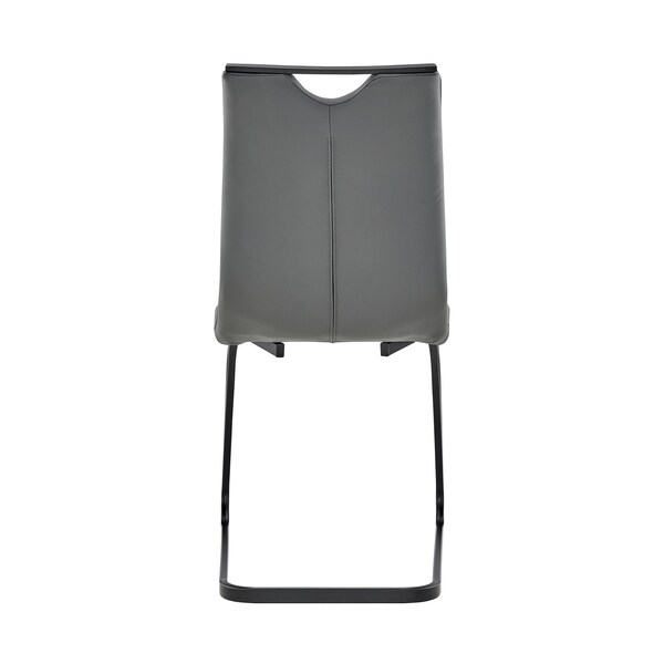 Armen Living Pacific Dining Room Chair in Gray Faux Leather and Black Finish - Set of 2 - LCPCSIGRPU