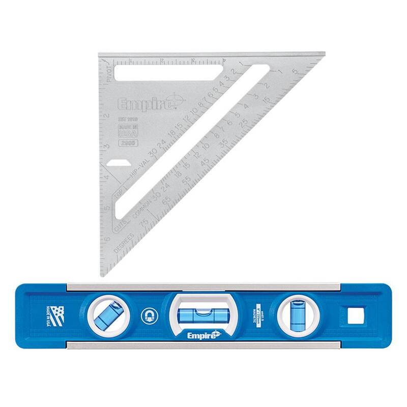 Empire 7 in. Magnum Aluminum Rafter Square with 9 in. Torpedo Level - 2990-EM81.9