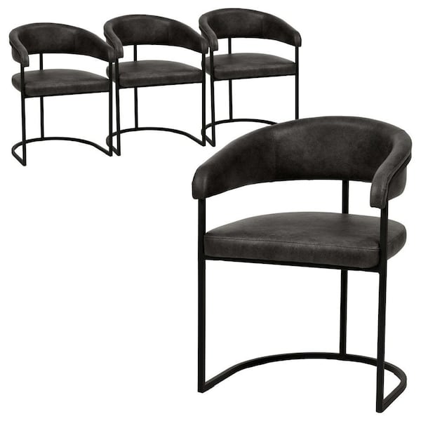 Leisuremod Aero Collection Modern Dining Chair in Charcoal, 4PK - AC23CH4