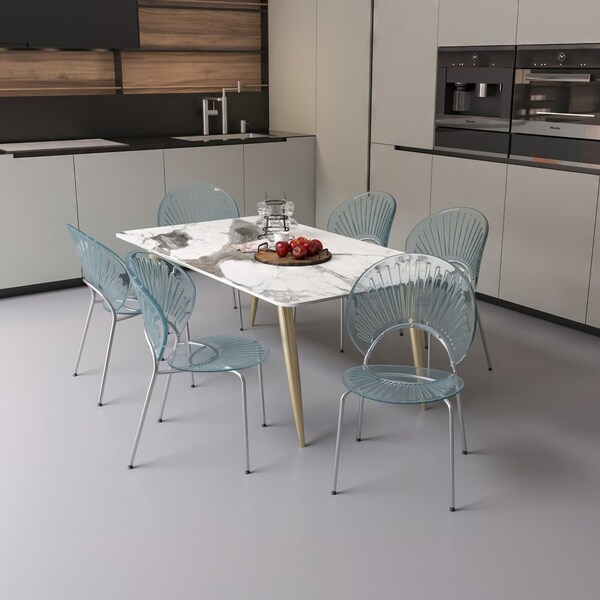 Leisuremod Opulent Modern Plastic Dining Side Chair with Chrome Metal Legs in Smoke, 2PK - OC20TGR2