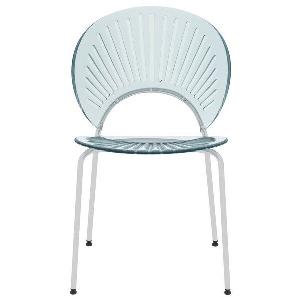 Leisuremod Opulent Modern Plastic Dining Side Chair with Chrome Metal Legs in Smoke, 2PK - OC20TGR2