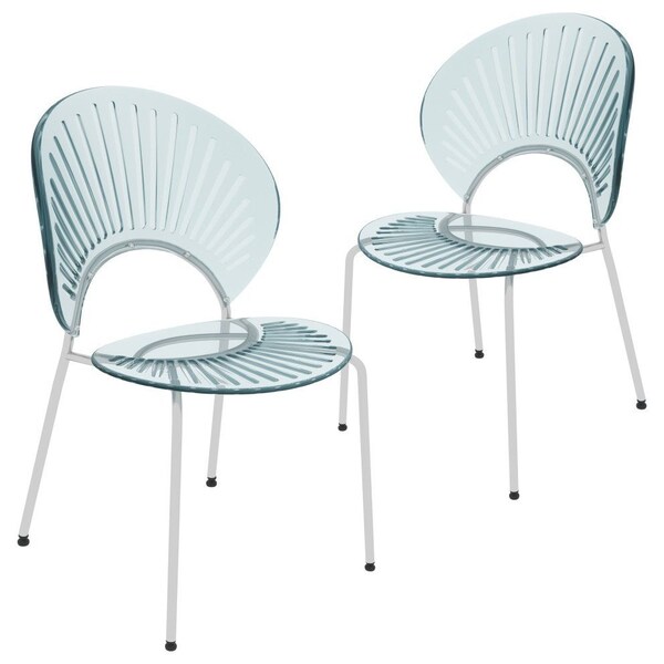 Leisuremod Opulent Modern Plastic Dining Side Chair with Chrome Metal Legs in Smoke, 2PK - OC20TGR2