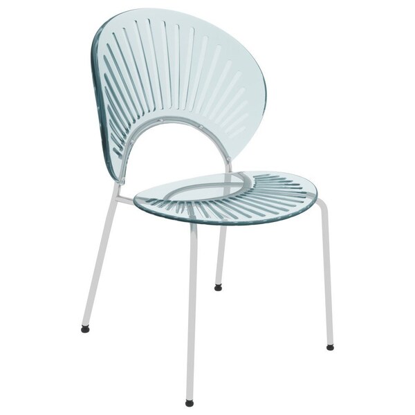 Leisuremod Opulent Modern Plastic Dining Side Chair with Chrome Metal Legs in Smoke, 2PK - OC20TGR2