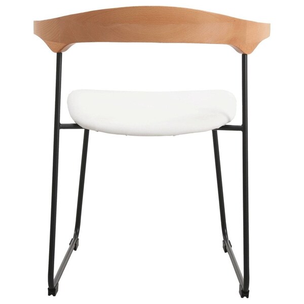 Leisuremod Lyra Collection Modern Chair in Natural Wood back and White Seat - LCNW-41W
