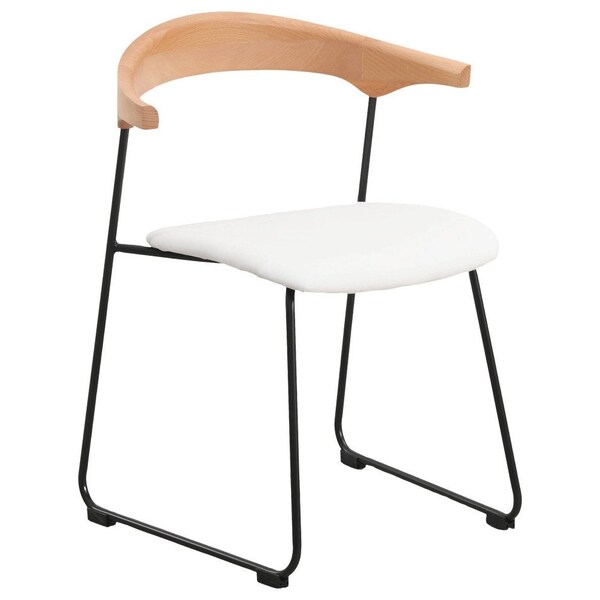 Leisuremod Lyra Collection Modern Chair in Natural Wood back and White Seat - LCNW-41W