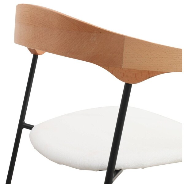 Leisuremod Lyra Collection Modern Chair in Natural Wood back and White Seat - LCNW-41W